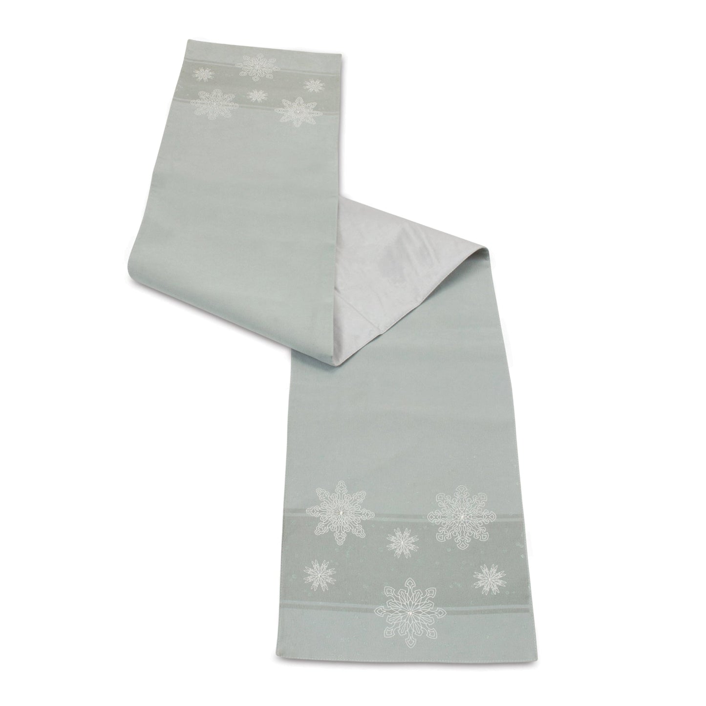Embroidered Snowflake Table Runner 72"L, Blue; White