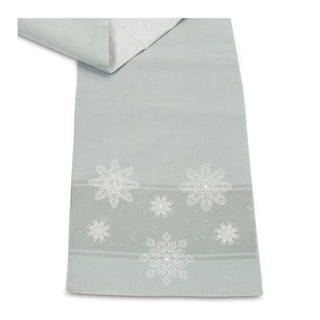 Embroidered Snowflake Table Runner 72"L, Blue; White