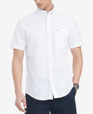 Camisa texturizada Tommy Hilfiger masculina, tamanho grande e alto, corte clássico, Porter, branca, tamanho 3X