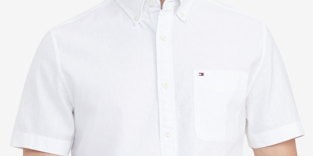 Camisa texturizada Tommy Hilfiger masculina, tamanho grande e alto, corte clássico, Porter, branca, tamanho 3X