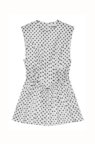 Ganni - Vestido curto corset de cetim com bolinhas