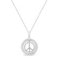 Matte Finish .925 Sterling Silver Diamond Accent Dancing Peace Sign 18" Pendant Necklace (I-J Color, I1-I2 Clarity)