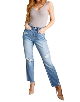 Judy Blue - Calça Jeans Slim Straight Magic Destroy de Cintura Alta e Rígida
