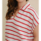 Cloud Ten - Striped Collared V Neck Top