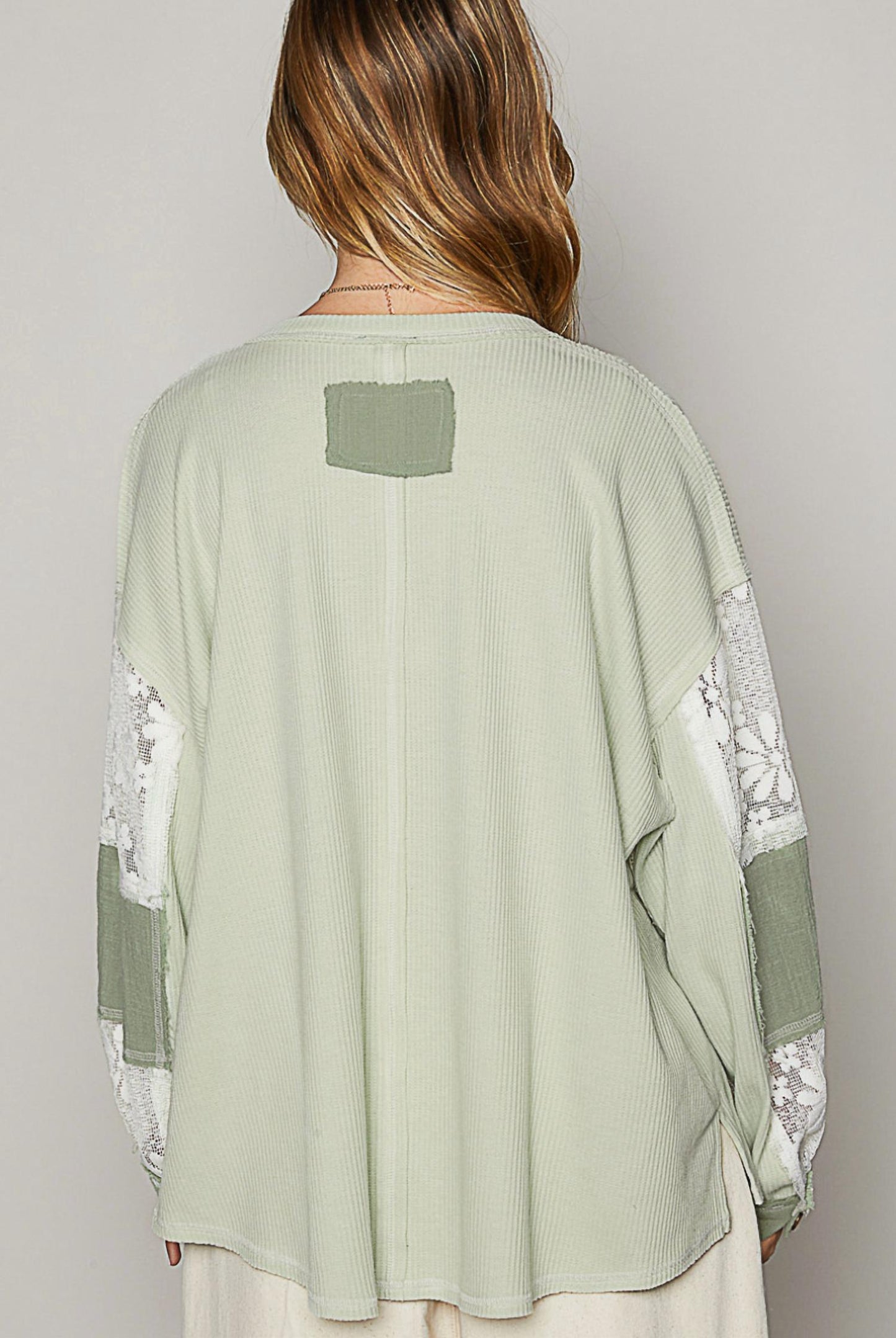 Pol - Lace Contrast Top