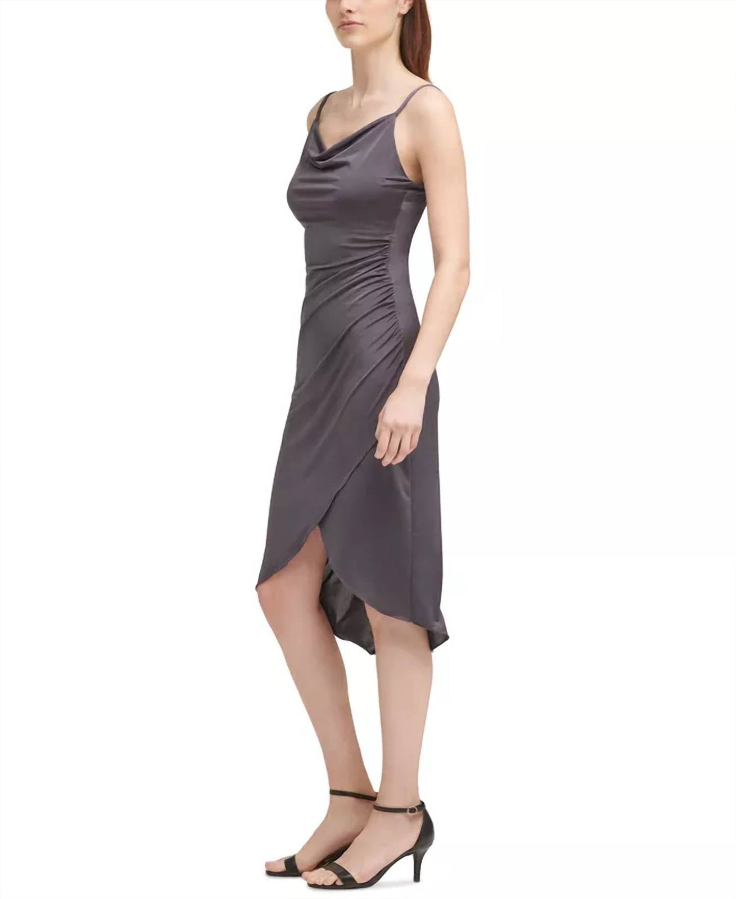 Guess - Cowl Neck Drape Midi Satin Dress