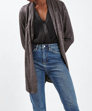 Topshop - Blazer macio com estampa de leopardo em jacquard