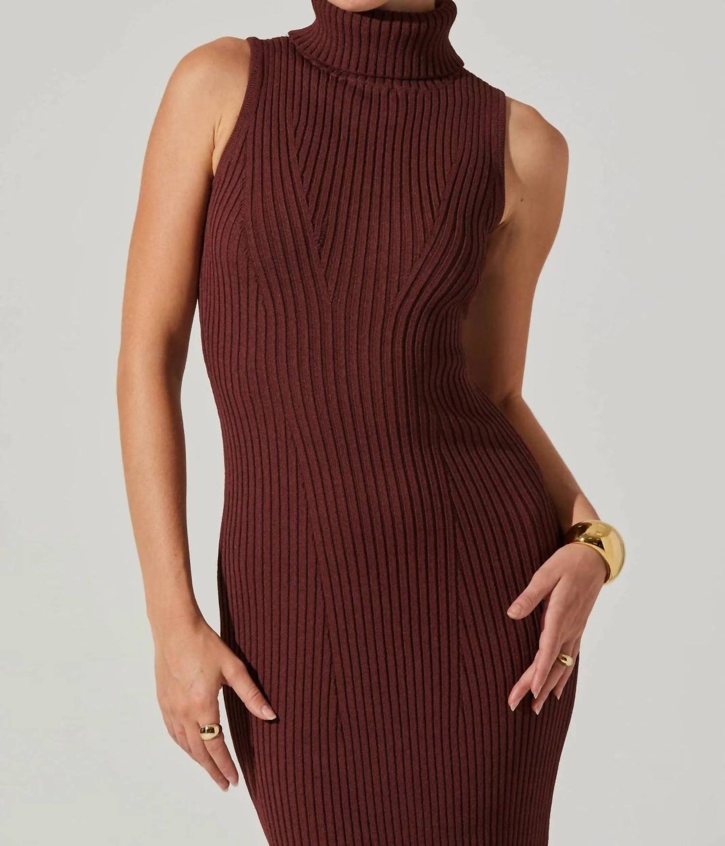 Astr - Channary Sleeveless Turtleneck Sweater Dress