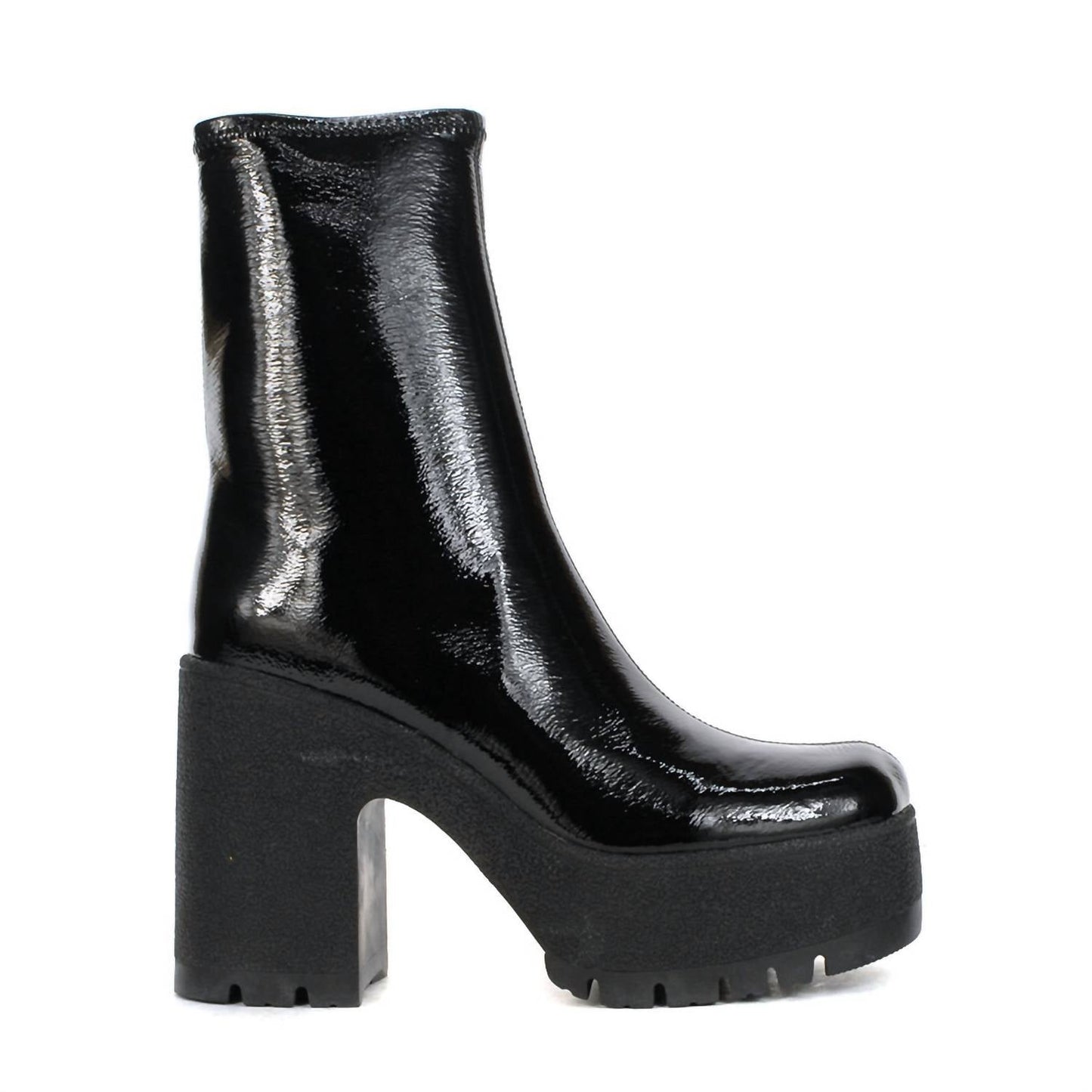 Jeffrey Campbell - Women's Refresh L Black Crinkle Patent Leather Platform Boots