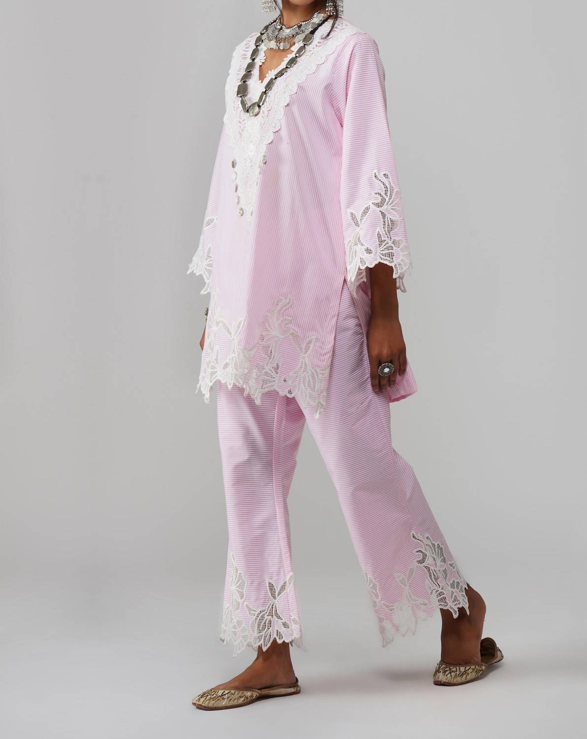 Zaalima Fashion - Stripe Pattern Co-ord Set - Noor-e-rang