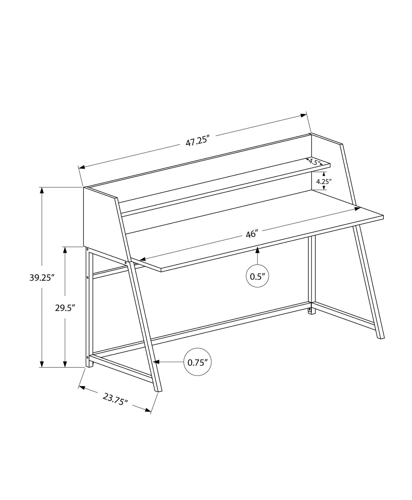Computer Desk for Home Office Laptop with Storage Shelves, Contemporary & Modern