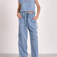 Elan - Denim Cargo Drawstring Pant