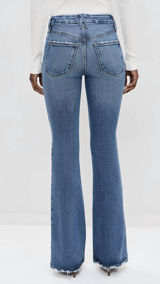 Good American - Calça jeans flare com decote em V profundo Good Legs