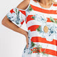 143 Story - Bold Stripe Floral Cold Shoulder Dress