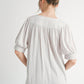 Jodifl - Short Sleeve V Neck Pleated Top