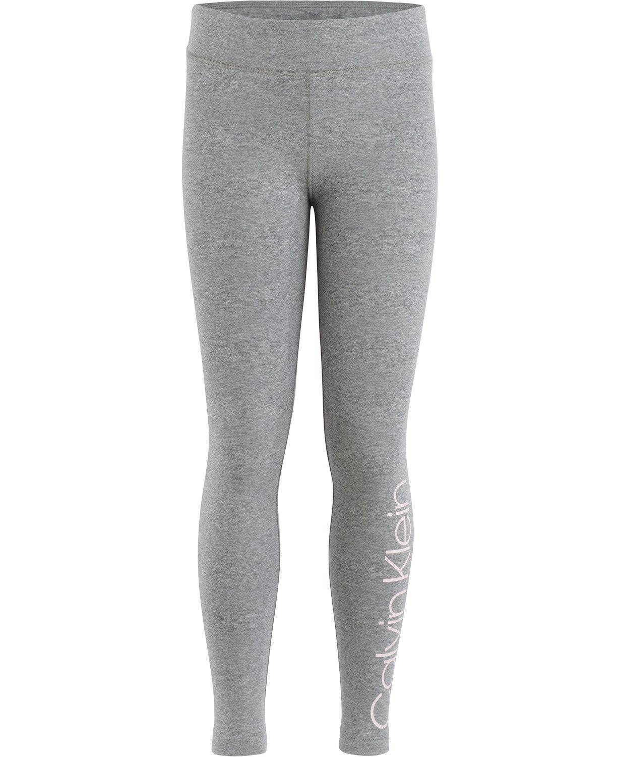Calça legging Calvin Klein Big Girl com estampa de logotipo cinza, tamanho G/G (12-14)