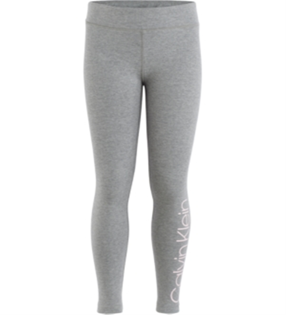 Calça legging Calvin Klein Big Girl com estampa de logotipo cinza, tamanho G/G (12-14)