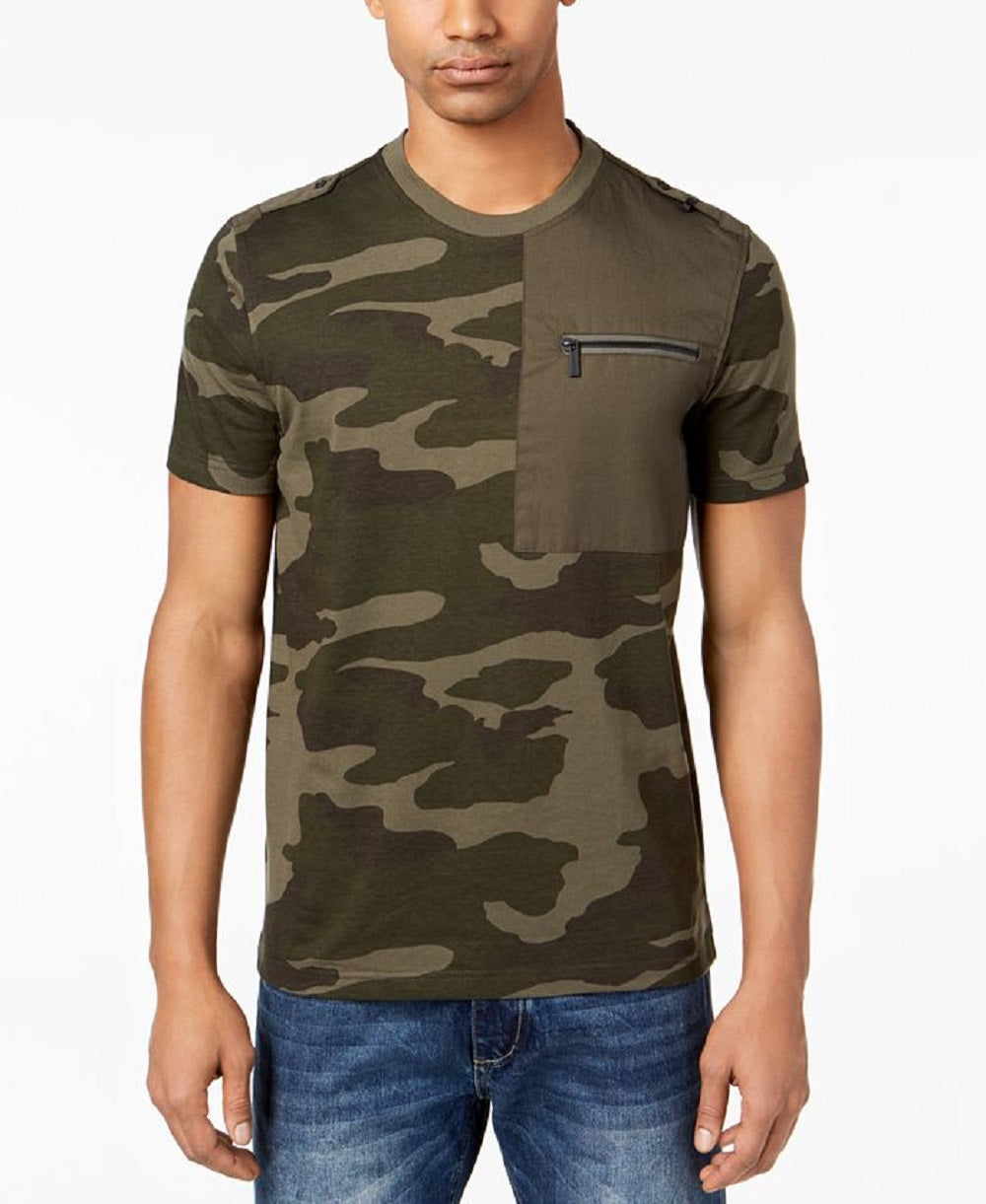 Camiseta masculina Sean John com bolso e zíper, tamanho grande, verde