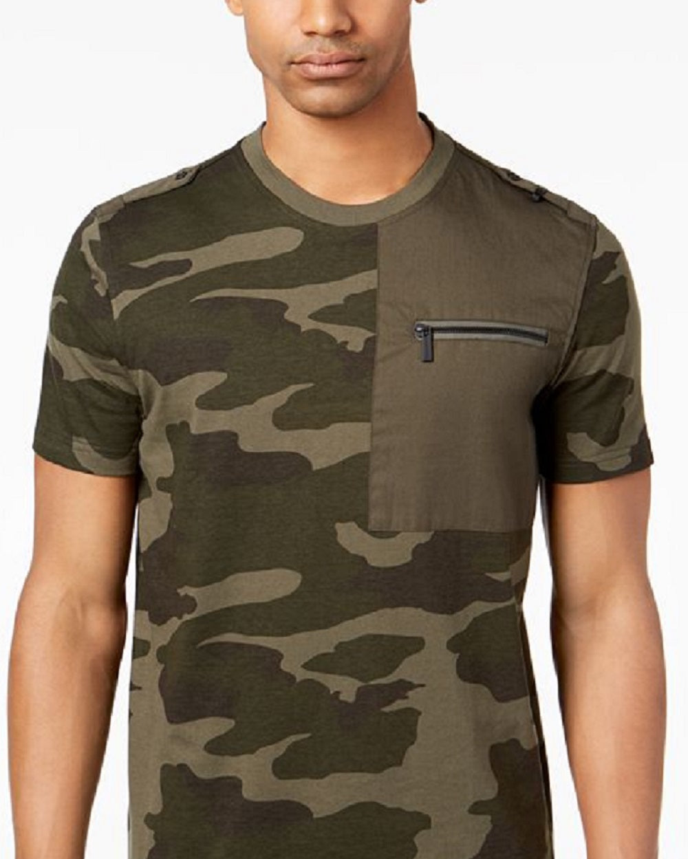 Camiseta masculina Sean John com bolso e zíper, tamanho XX-G, verde