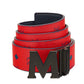 Cinto reversível com fivela de logotipo MCM masculino vermelho tamanho regular