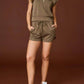 Papermoon - Half Zip Cropped Sweatshirt And Shorts Set