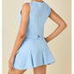 Baby Pink - Women's Front Tie Top And Skort Set