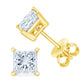 14K Yellow Gold Clarity Enhanced Princess Cut Diamond Certified Stud Earrings (0.50 cttw, H-I Color, I1-I2 Clarity)