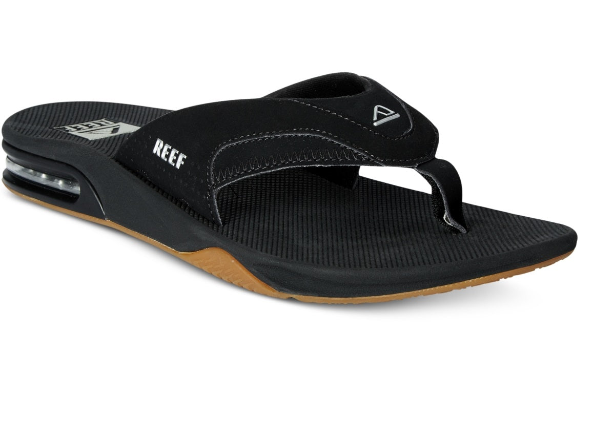 Sandálias Reef Fanning Thong Masculinas Pretas Tamanho 8