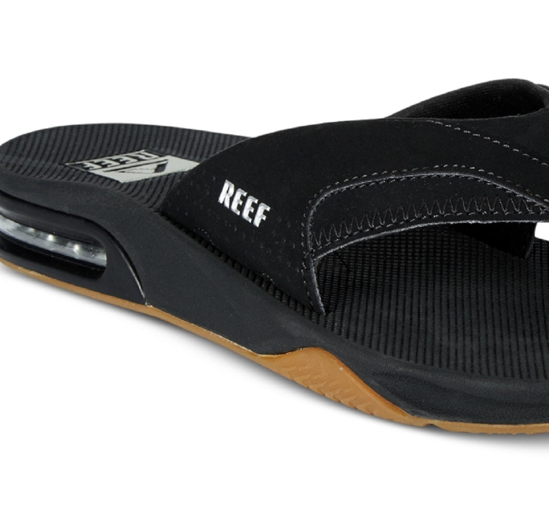 Sandálias Reef Fanning Thong Masculinas Pretas Tamanho 8