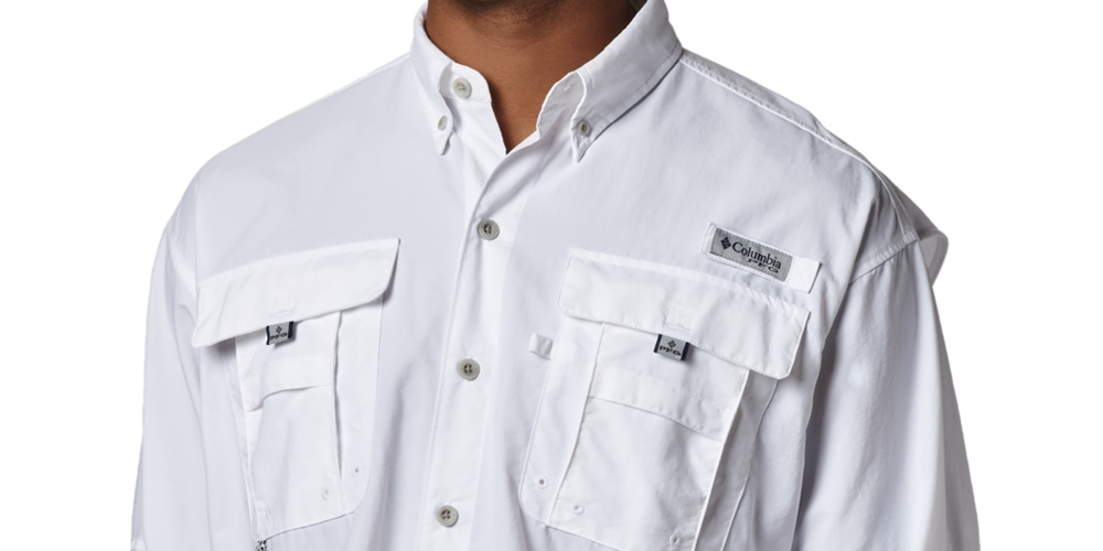 Camisa Columbia Bahama II Manga Longa Masculina Branca Tamanho P