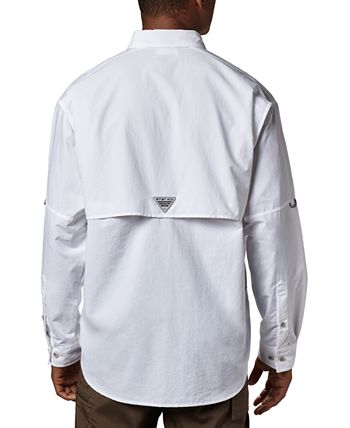 Camisa Columbia Bahama II de manga comprida masculina, branca, tamanho médio