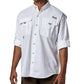 Camisa Columbia Bahama II de manga comprida masculina, branca, tamanho X-G