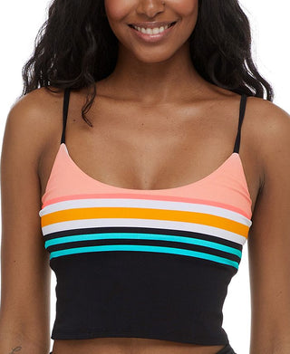 Body Glove Junior's Nautical Stripe Norah Cropped Bikini Top Maiô Preto Tamanho P