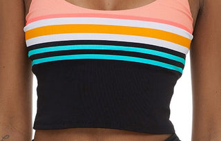 Body Glove Junior's Nautical Stripe Norah Cropped Bikini Top Maiô Preto Tamanho P