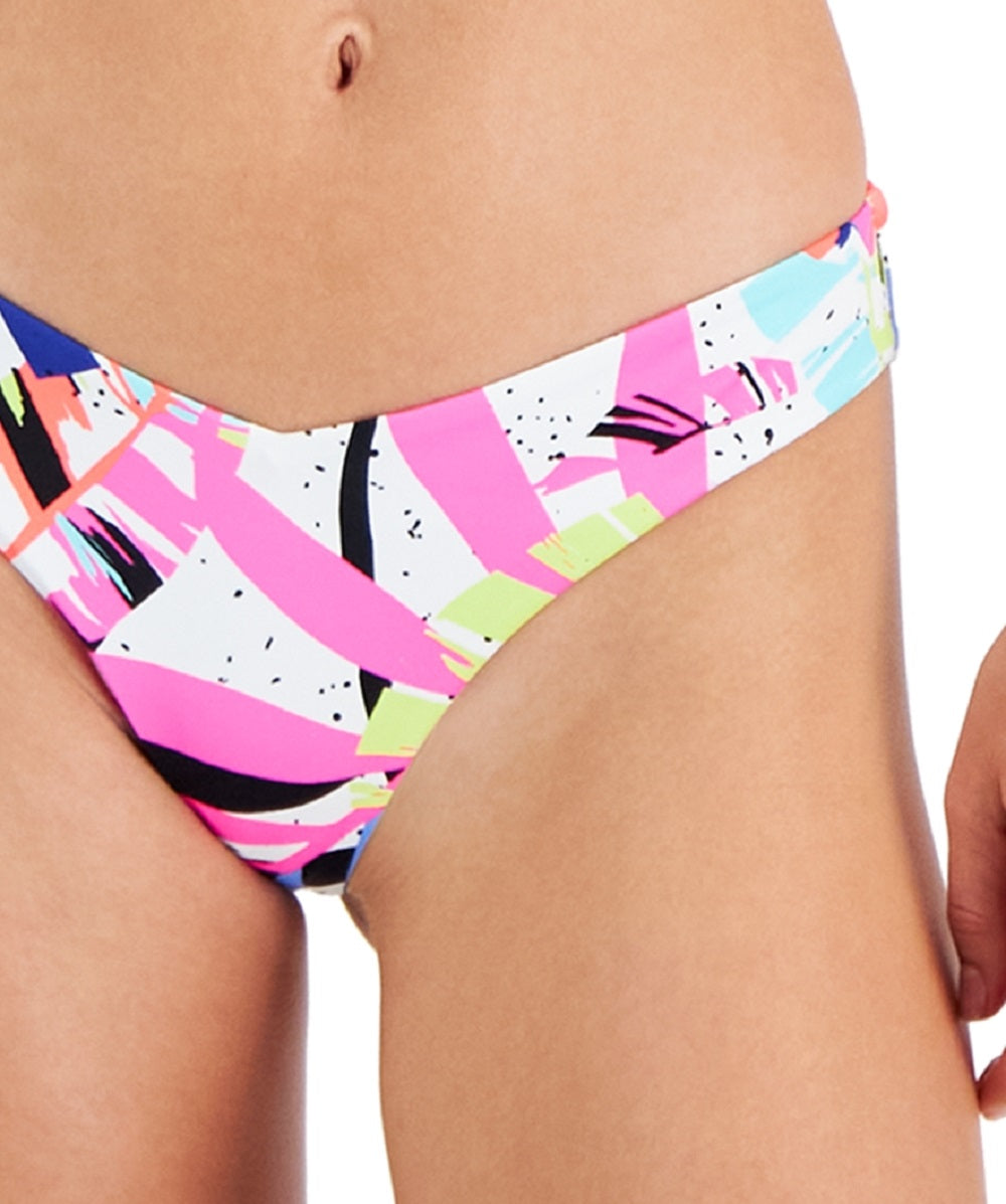 Body Glove Junior's Folha Estampada Cheeky Bikini Bottoms Maiô Branco Tamanho P