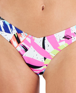 Body Glove Junior's Folha Estampada Cheeky Bikini Bottoms Maiô Branco Tamanho P