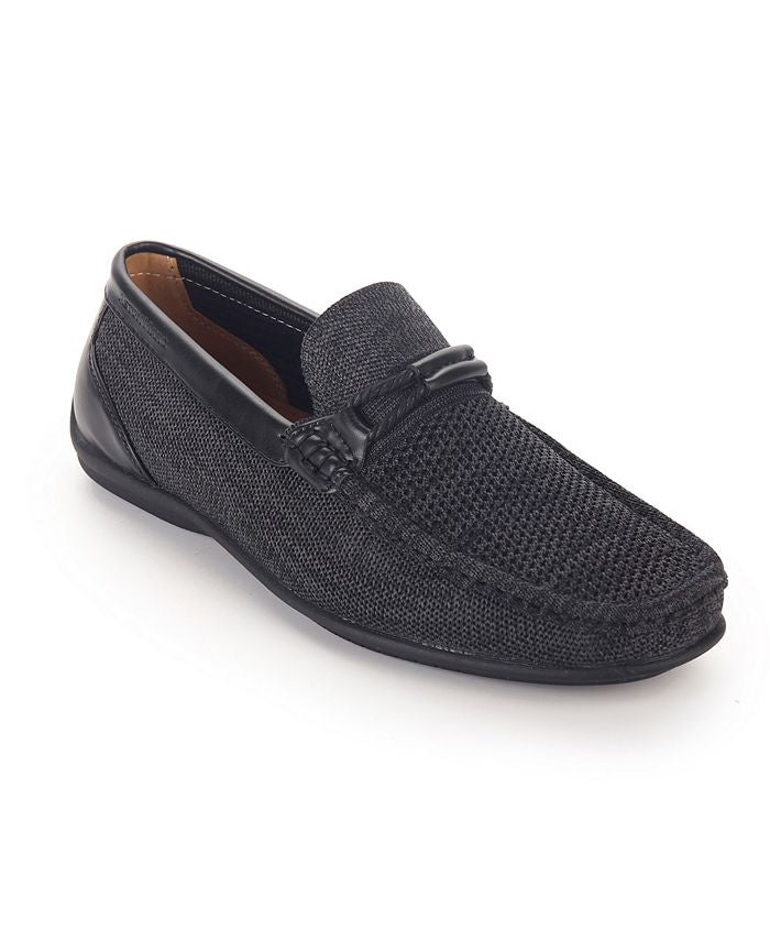 Mocassim masculino Aston Marc com cadarço e tira para dirigir, preto, tamanho 12 M