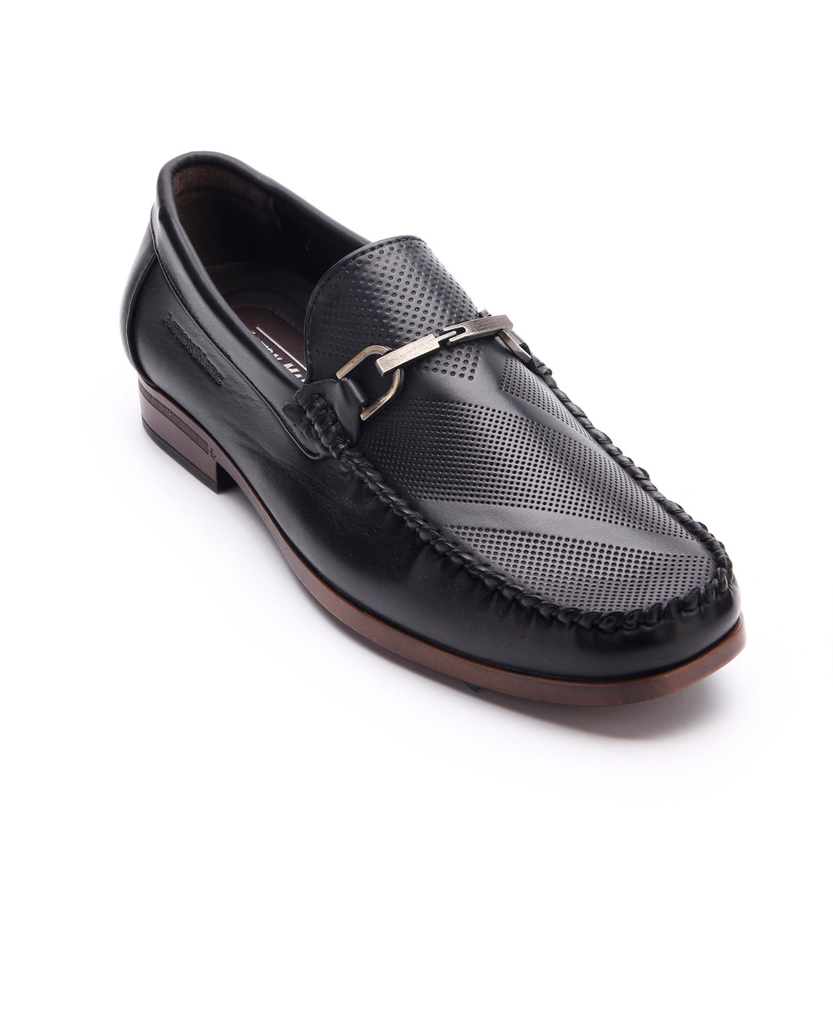 Mocassim Aston Marc Masculino com Fivela Perfurada Preto Tamanho 9,5M