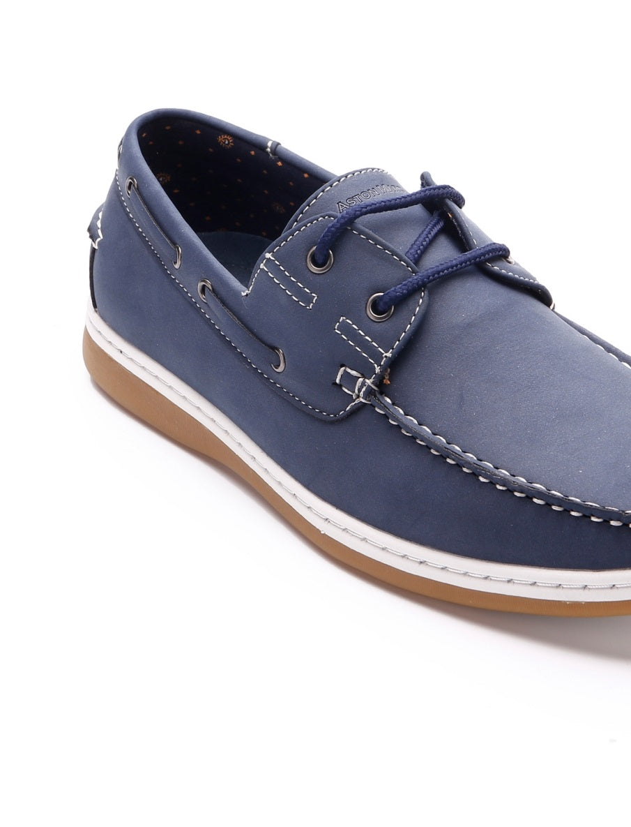 Sapatos náuticos Aston Marc masculinos em nobuck sintético, azul, tamanho 8 M
