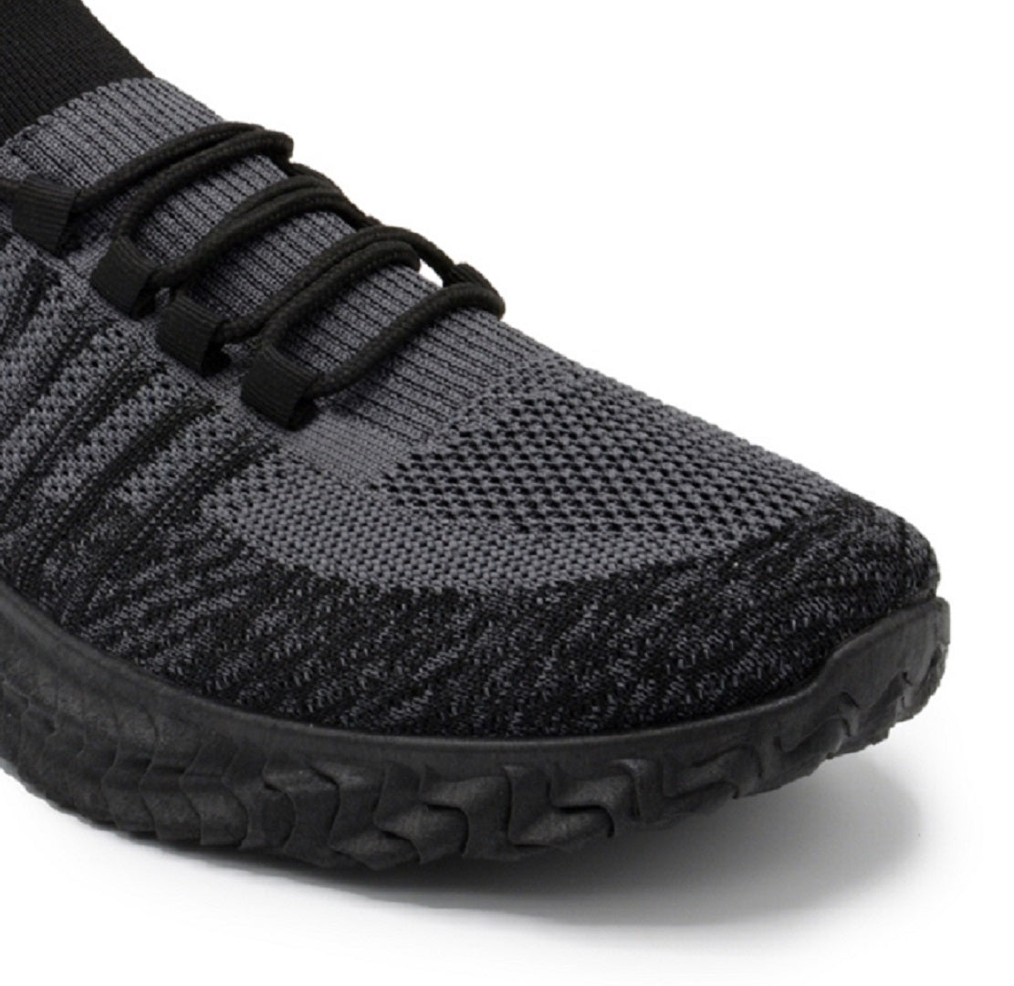 Tênis masculino listrado de malha Akademiks, preto, tamanho 12 M