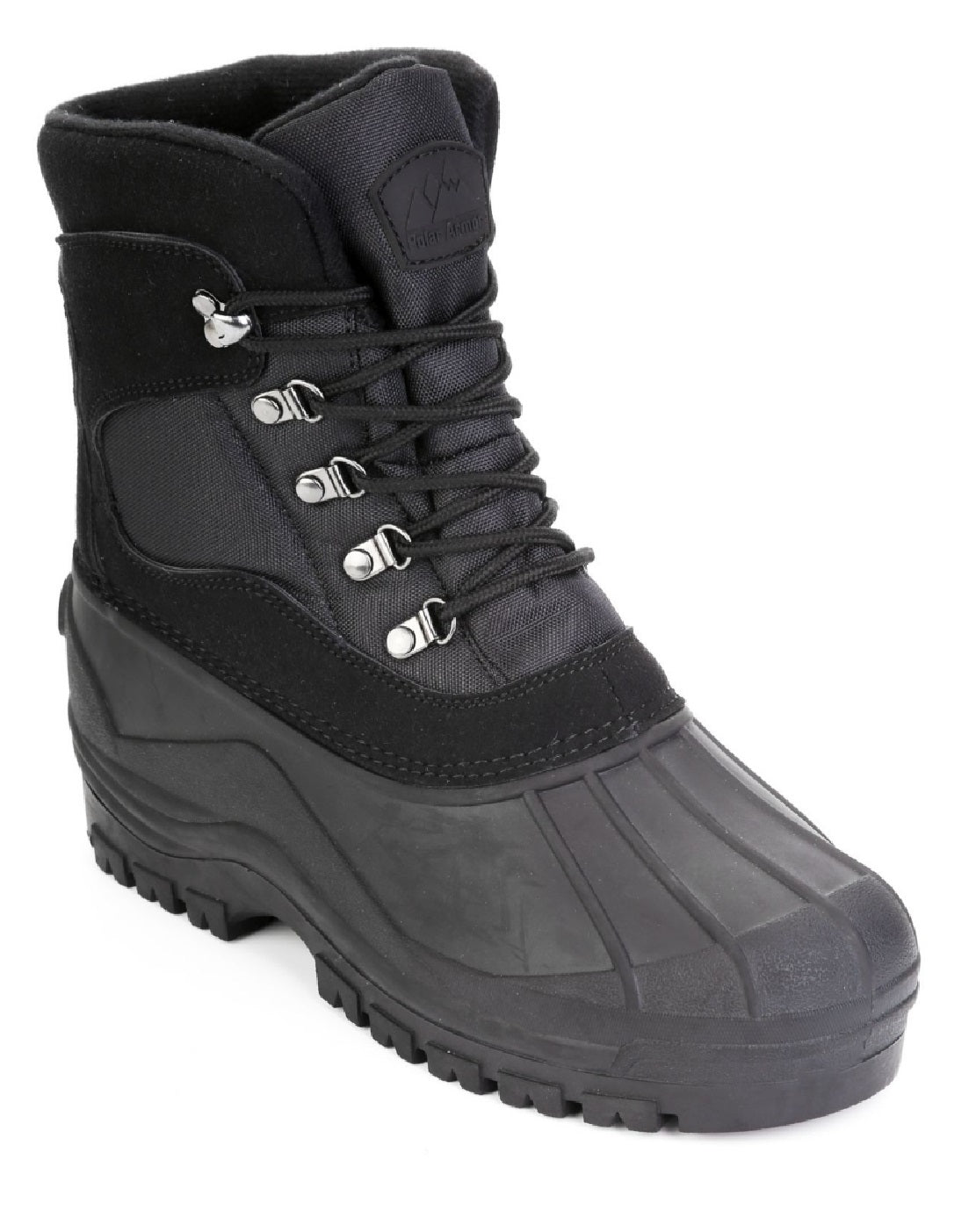 Botas de neve de camurça para todos os climas masculinas Polar Armor, pretas, tamanho 11 M