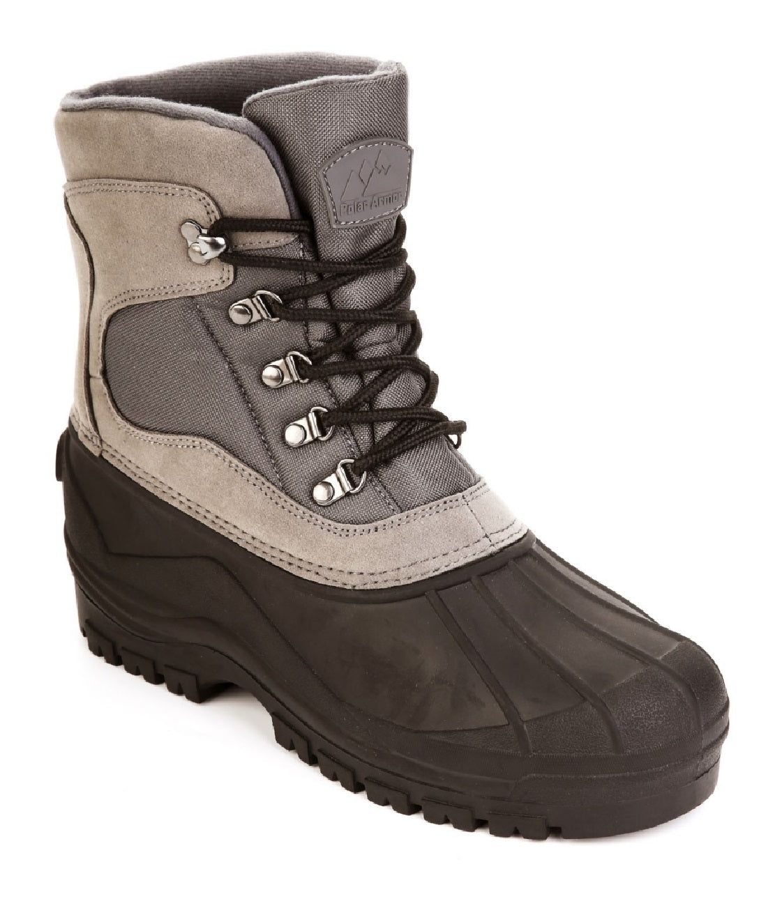 Botas de neve de camurça para todos os climas masculinas Polar Armor, cinza, tamanho 10 M