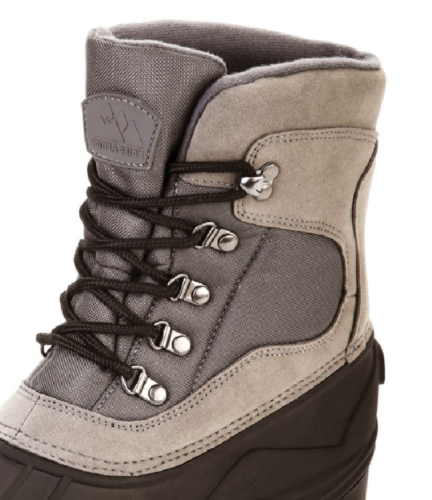 Botas de neve de camurça para todos os climas masculinas Polar Armor, cinza, tamanho 10 M