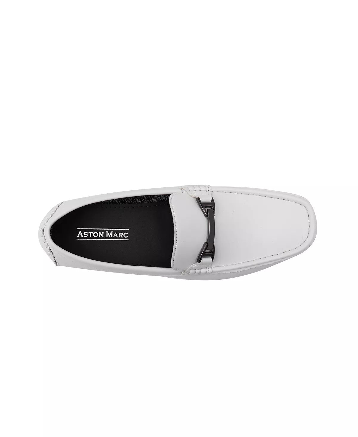 Mocassim Aston Marc Charter Masculino com Fivela Lateral, Branco, Tamanho 11 M