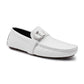 Mocassim Aston Marc Charter Masculino com Fivela Lateral, Branco, Tamanho 11 M