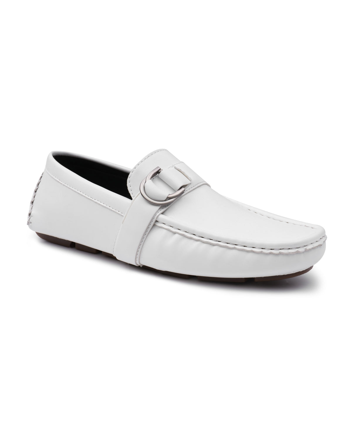 Mocassim Aston Marc Charter Masculino com Fivela Lateral, Branco, Tamanho 11 M