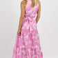 Fashion In The Box - Peony Halter Belted Maxi Dress
