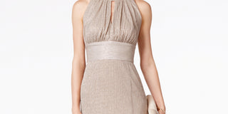 Vestido feminino R &amp; M Richards Shimmer Gown dourado tamanho 4