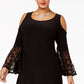 Vestido feminino R &amp; M Richards com ombros descobertos, preto, tamanho 22W