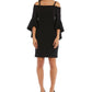 Vestido tubinho com manga sino R &amp; M Richards feminino, preto, tamanho 12